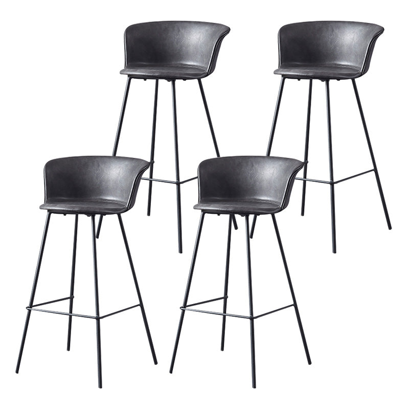 Restaurant Low Back Bar Stool Modern Leather Footrest Counter Height Stool Grey 4 Piece Set Clearhalo 'Bar Furniture' 'Bar Stools' 'bar_stools' 'furn' 'furn_bar_stools' 'furniture_bar_stools' 'Kitchen & Dining Furniture' 'kitchen&dining_furn' 'kitchen' 'kitchen_furn' Furniture' 4344741