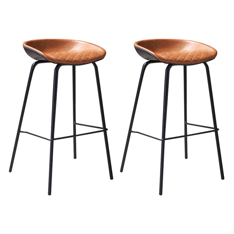 Vintage-Style Metal Low Back and Strap Pedal Bar Stool 30- inch Bar Stool Gray Orange 2 Piece Set Clearhalo 'Bar Furniture' 'Bar Stools' 'bar_stools' 'furn' 'furn_bar_stools' 'furniture_bar_stools' 'Kitchen & Dining Furniture' 'kitchen&dining_furn' 'kitchen' 'kitchen_furn' Furniture' 4344759