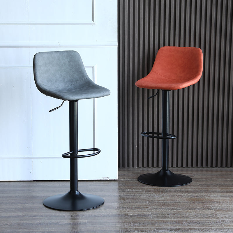 Contemporary Metal Bar Stool Backrest Indoor Counter Stool with Leather Seat Clearhalo 'Bar Furniture' 'Bar Stools' 'bar_stools' 'furn' 'furn_bar_stools' 'furniture_bar_stools' 'Kitchen & Dining Furniture' 'kitchen&dining_furn' 'kitchen' 'kitchen_furn' Furniture' 4344772
