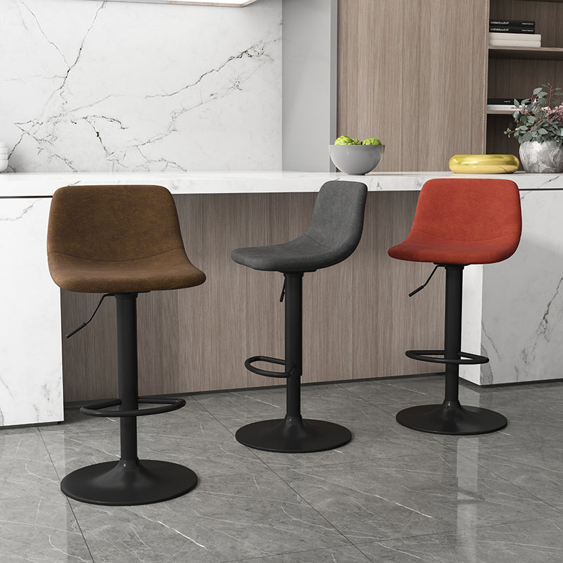 Contemporary Metal Bar Stool Backrest Indoor Counter Stool with Leather Seat Clearhalo 'Bar Furniture' 'Bar Stools' 'bar_stools' 'furn' 'furn_bar_stools' 'furniture_bar_stools' 'Kitchen & Dining Furniture' 'kitchen&dining_furn' 'kitchen' 'kitchen_furn' Furniture' 4344777
