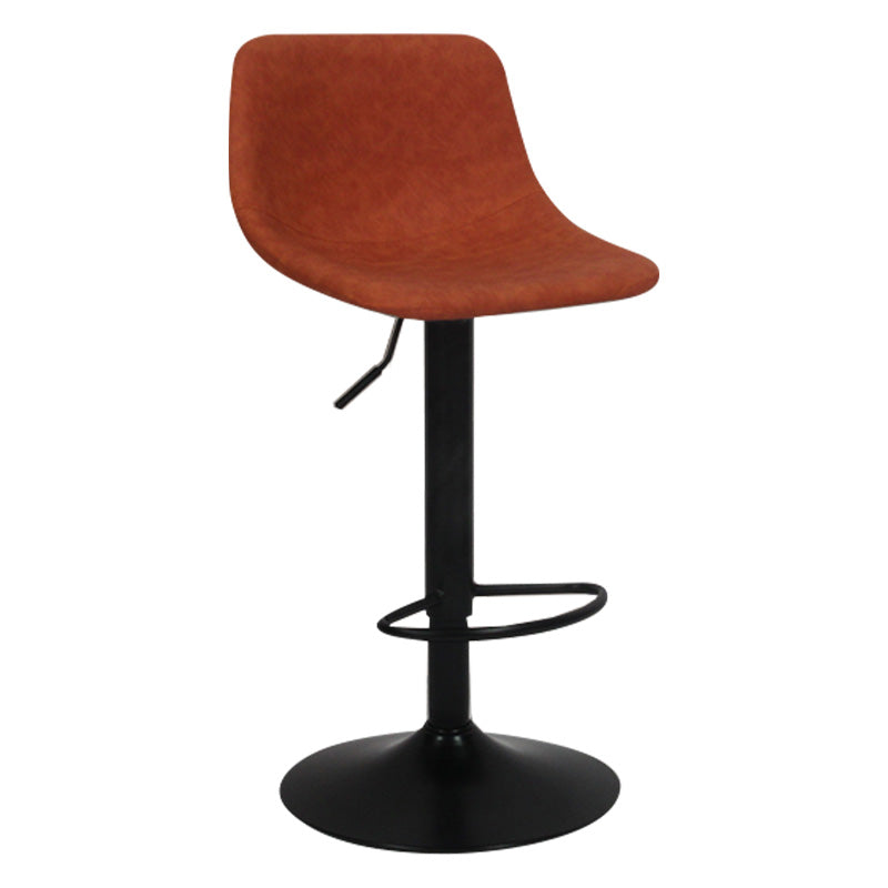 Contemporary Metal Bar Stool Backrest Indoor Counter Stool with Leather Seat Orange Black 1 Piece Clearhalo 'Bar Furniture' 'Bar Stools' 'bar_stools' 'furn' 'furn_bar_stools' 'furniture_bar_stools' 'Kitchen & Dining Furniture' 'kitchen&dining_furn' 'kitchen' 'kitchen_furn' Furniture' 4344778