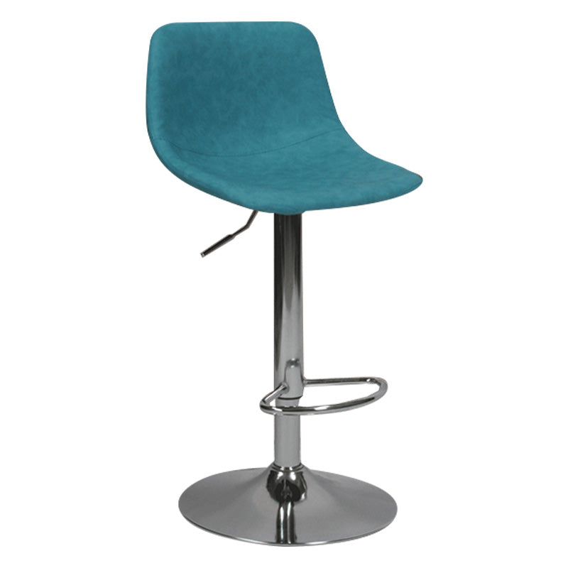 Contemporary Metal Bar Stool Backrest Indoor Counter Stool with Leather Seat Blue Silver 1 Piece Clearhalo 'Bar Furniture' 'Bar Stools' 'bar_stools' 'furn' 'furn_bar_stools' 'furniture_bar_stools' 'Kitchen & Dining Furniture' 'kitchen&dining_furn' 'kitchen' 'kitchen_furn' Furniture' 4344780