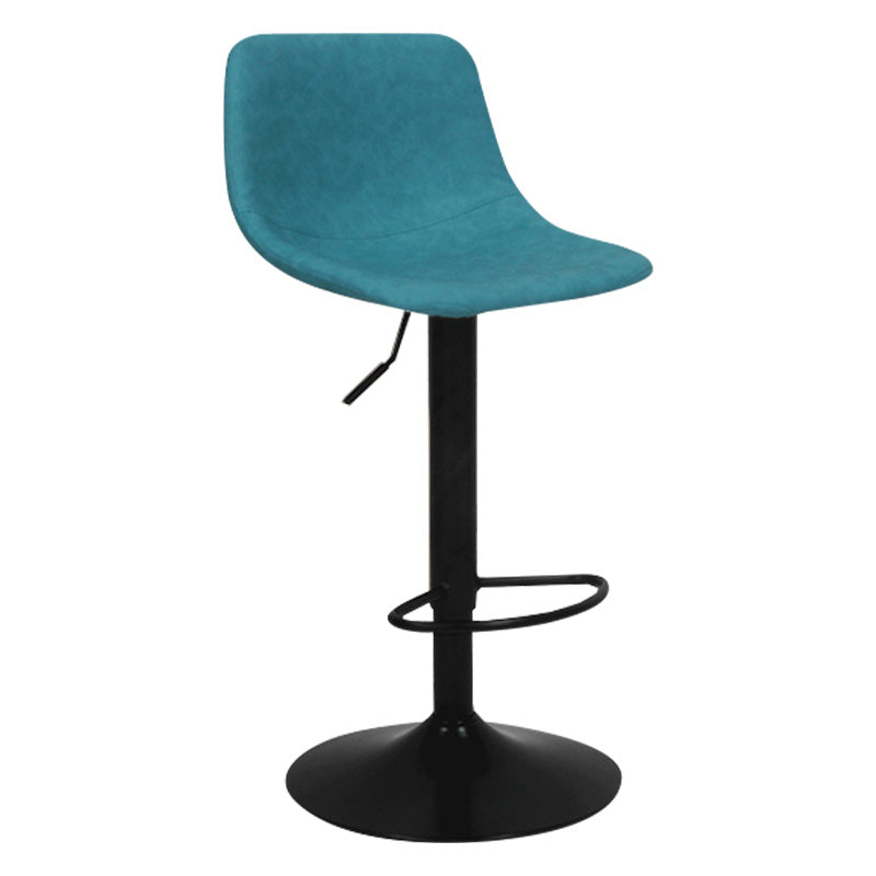 Contemporary Metal Bar Stool Backrest Indoor Counter Stool with Leather Seat Blue Black 1 Piece Clearhalo 'Bar Furniture' 'Bar Stools' 'bar_stools' 'furn' 'furn_bar_stools' 'furniture_bar_stools' 'Kitchen & Dining Furniture' 'kitchen&dining_furn' 'kitchen' 'kitchen_furn' Furniture' 4344783