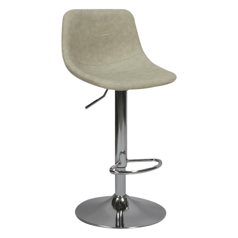 Contemporary Metal Bar Stool Backrest Indoor Counter Stool with Leather Seat Off-White Silver 1 Piece Clearhalo 'Bar Furniture' 'Bar Stools' 'bar_stools' 'furn' 'furn_bar_stools' 'furniture_bar_stools' 'Kitchen & Dining Furniture' 'kitchen&dining_furn' 'kitchen' 'kitchen_furn' Furniture' 4344788