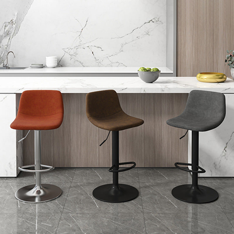Contemporary Metal Bar Stool Backrest Indoor Counter Stool with Leather Seat Clearhalo 'Bar Furniture' 'Bar Stools' 'bar_stools' 'furn' 'furn_bar_stools' 'furniture_bar_stools' 'Kitchen & Dining Furniture' 'kitchen&dining_furn' 'kitchen' 'kitchen_furn' Furniture' 4344791
