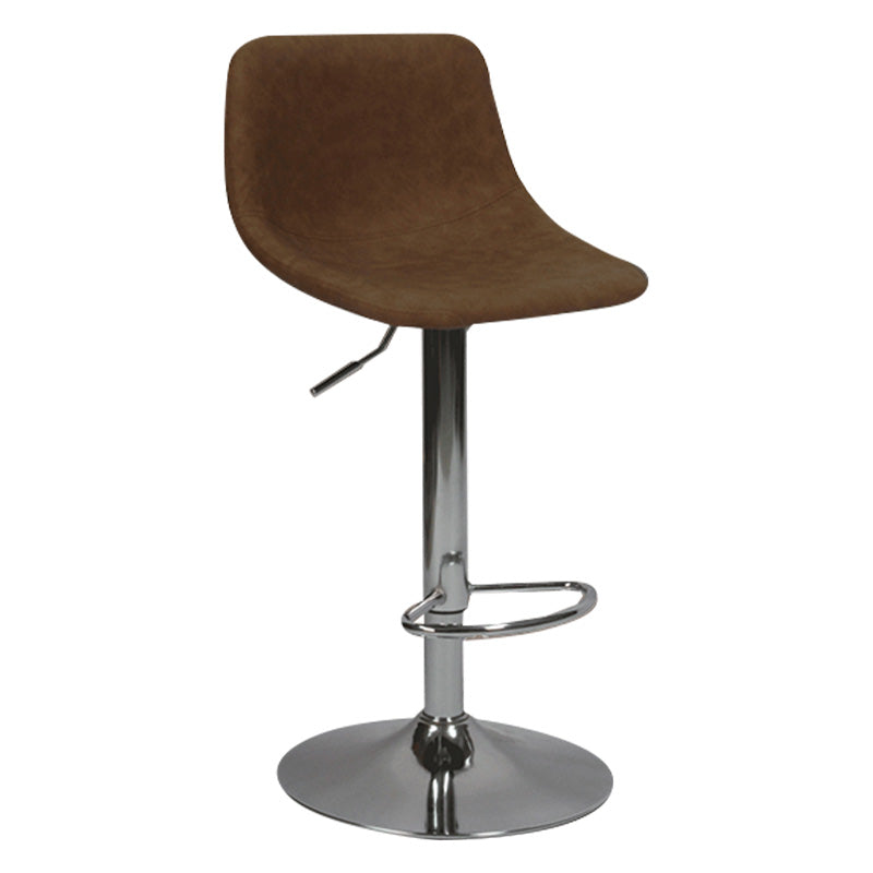 Contemporary Metal Bar Stool Backrest Indoor Counter Stool with Leather Seat Brown Silver 1 Piece Clearhalo 'Bar Furniture' 'Bar Stools' 'bar_stools' 'furn' 'furn_bar_stools' 'furniture_bar_stools' 'Kitchen & Dining Furniture' 'kitchen&dining_furn' 'kitchen' 'kitchen_furn' Furniture' 4344792