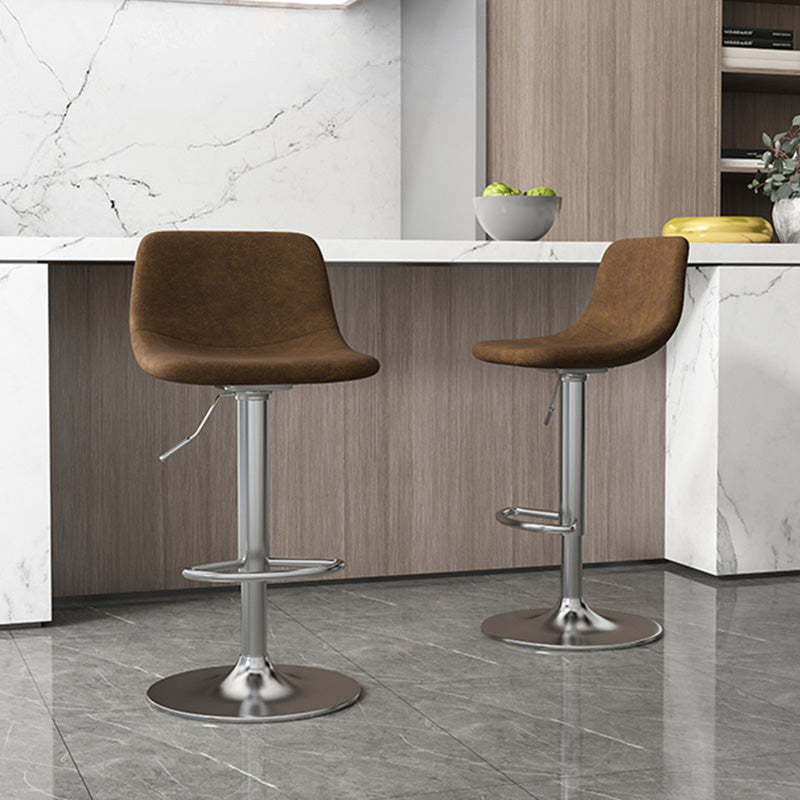Contemporary Metal Bar Stool Backrest Indoor Counter Stool with Leather Seat Clearhalo 'Bar Furniture' 'Bar Stools' 'bar_stools' 'furn' 'furn_bar_stools' 'furniture_bar_stools' 'Kitchen & Dining Furniture' 'kitchen&dining_furn' 'kitchen' 'kitchen_furn' Furniture' 4344793