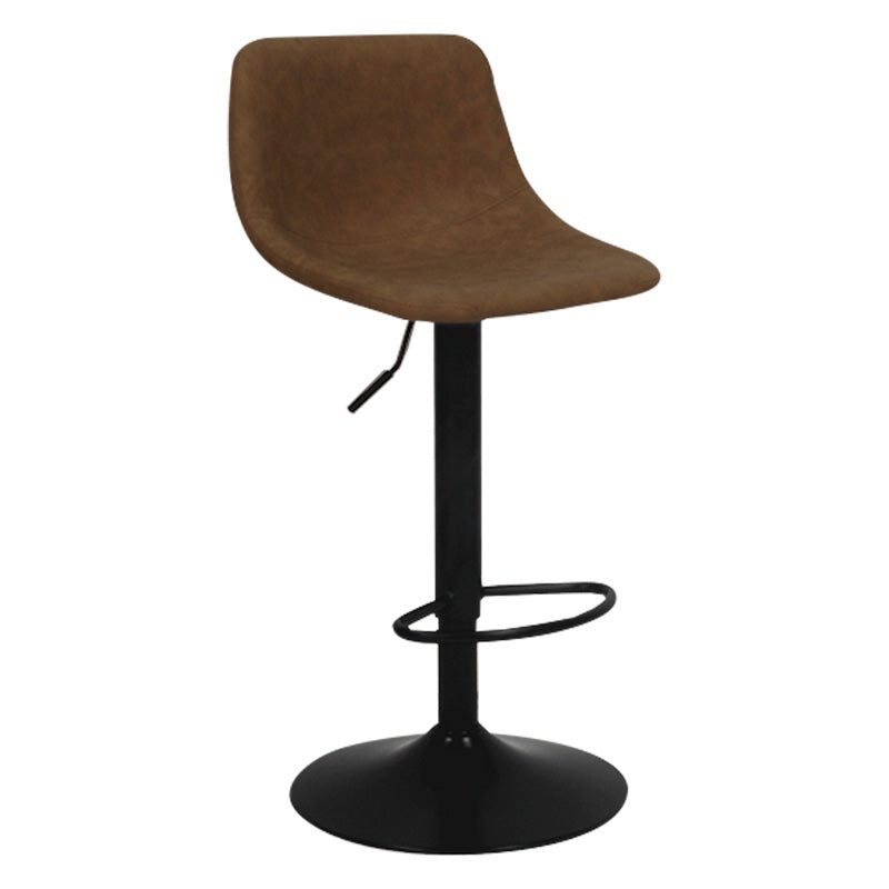 Contemporary Metal Bar Stool Backrest Indoor Counter Stool with Leather Seat Brown Black 1 Piece Clearhalo 'Bar Furniture' 'Bar Stools' 'bar_stools' 'furn' 'furn_bar_stools' 'furniture_bar_stools' 'Kitchen & Dining Furniture' 'kitchen&dining_furn' 'kitchen' 'kitchen_furn' Furniture' 4344795