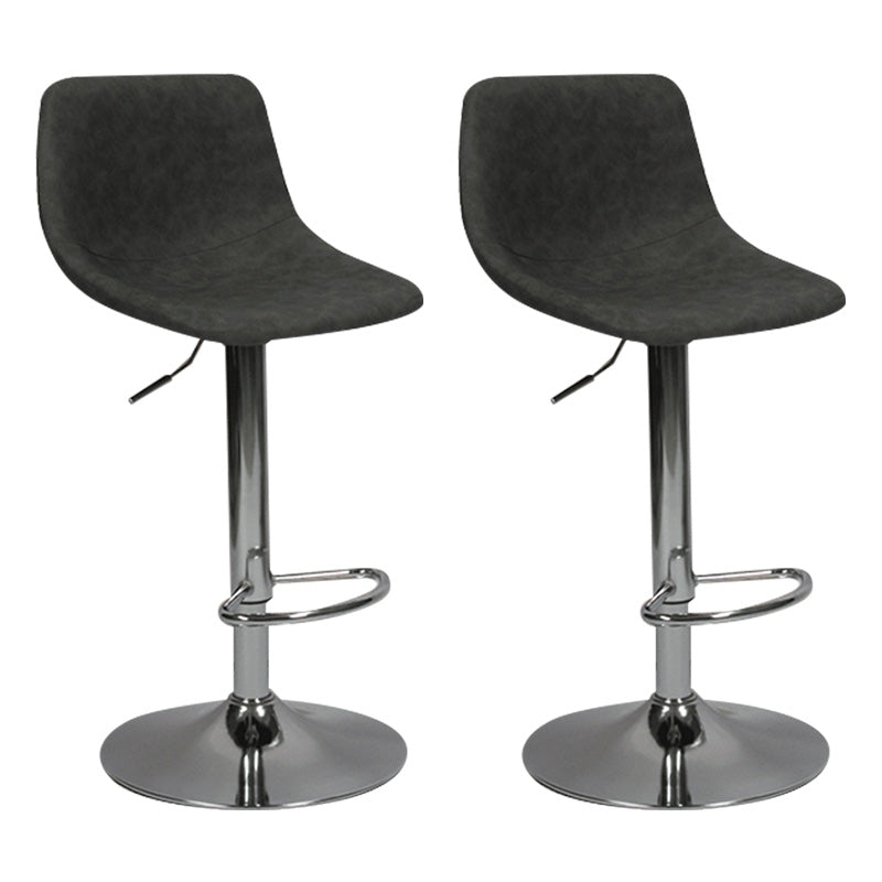 Contemporary Metal Bar Stool Backrest Indoor Counter Stool with Leather Seat Grey Silver 2 Piece Set Clearhalo 'Bar Furniture' 'Bar Stools' 'bar_stools' 'furn' 'furn_bar_stools' 'furniture_bar_stools' 'Kitchen & Dining Furniture' 'kitchen&dining_furn' 'kitchen' 'kitchen_furn' Furniture' 4344796