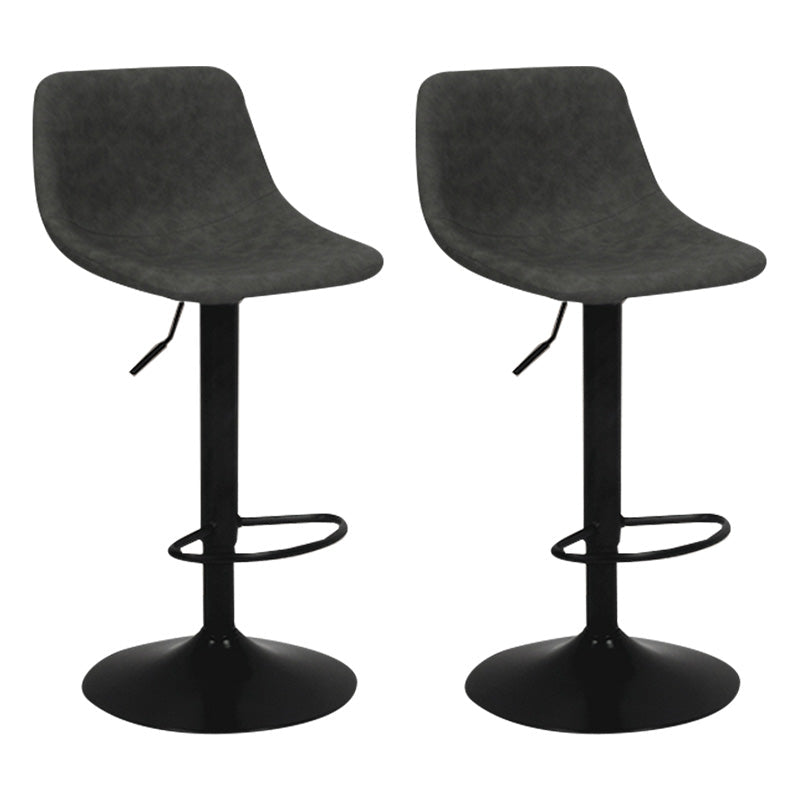 Contemporary Metal Bar Stool Backrest Indoor Counter Stool with Leather Seat Grey Black 2 Piece Set Clearhalo 'Bar Furniture' 'Bar Stools' 'bar_stools' 'furn' 'furn_bar_stools' 'furniture_bar_stools' 'Kitchen & Dining Furniture' 'kitchen&dining_furn' 'kitchen' 'kitchen_furn' Furniture' 4344798