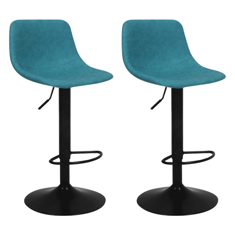 Contemporary Metal Bar Stool Backrest Indoor Counter Stool with Leather Seat Blue Black 2 Piece Set Clearhalo 'Bar Furniture' 'Bar Stools' 'bar_stools' 'furn' 'furn_bar_stools' 'furniture_bar_stools' 'Kitchen & Dining Furniture' 'kitchen&dining_furn' 'kitchen' 'kitchen_furn' Furniture' 4344802