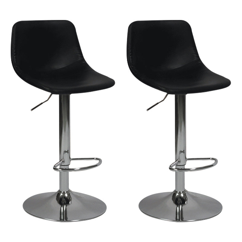 Contemporary Metal Bar Stool Backrest Indoor Counter Stool with Leather Seat Black Silver 2 Piece Set Clearhalo 'Bar Furniture' 'Bar Stools' 'bar_stools' 'furn' 'furn_bar_stools' 'furniture_bar_stools' 'Kitchen & Dining Furniture' 'kitchen&dining_furn' 'kitchen' 'kitchen_furn' Furniture' 4344803