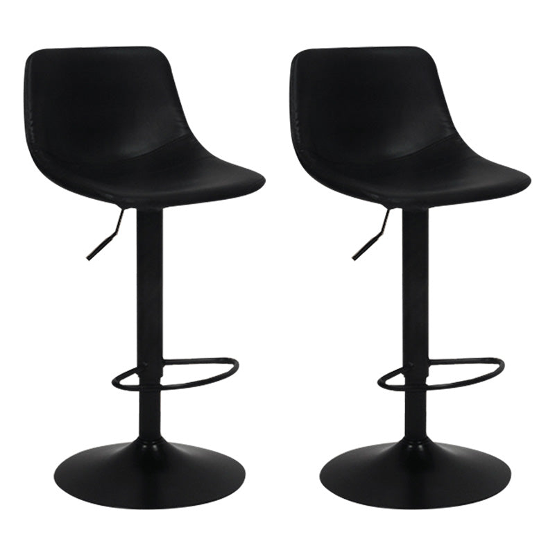 Contemporary Metal Bar Stool Backrest Indoor Counter Stool with Leather Seat Black Black 2 Piece Set Clearhalo 'Bar Furniture' 'Bar Stools' 'bar_stools' 'furn' 'furn_bar_stools' 'furniture_bar_stools' 'Kitchen & Dining Furniture' 'kitchen&dining_furn' 'kitchen' 'kitchen_furn' Furniture' 4344804