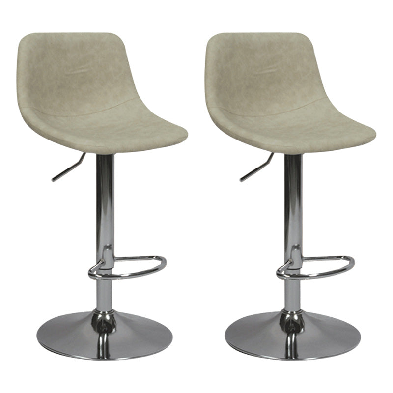 Contemporary Metal Bar Stool Backrest Indoor Counter Stool with Leather Seat Off-White Silver 2 Piece Set Clearhalo 'Bar Furniture' 'Bar Stools' 'bar_stools' 'furn' 'furn_bar_stools' 'furniture_bar_stools' 'Kitchen & Dining Furniture' 'kitchen&dining_furn' 'kitchen' 'kitchen_furn' Furniture' 4344805