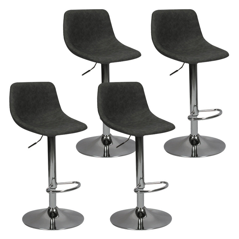 Contemporary Metal Bar Stool Backrest Indoor Counter Stool with Leather Seat Grey Silver 4 Piece Set Clearhalo 'Bar Furniture' 'Bar Stools' 'bar_stools' 'furn' 'furn_bar_stools' 'furniture_bar_stools' 'Kitchen & Dining Furniture' 'kitchen&dining_furn' 'kitchen' 'kitchen_furn' Furniture' 4344809