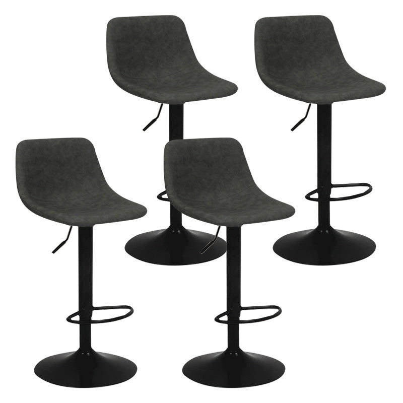Contemporary Metal Bar Stool Backrest Indoor Counter Stool with Leather Seat Grey Black 4 Piece Set Clearhalo 'Bar Furniture' 'Bar Stools' 'bar_stools' 'furn' 'furn_bar_stools' 'furniture_bar_stools' 'Kitchen & Dining Furniture' 'kitchen&dining_furn' 'kitchen' 'kitchen_furn' Furniture' 4344810
