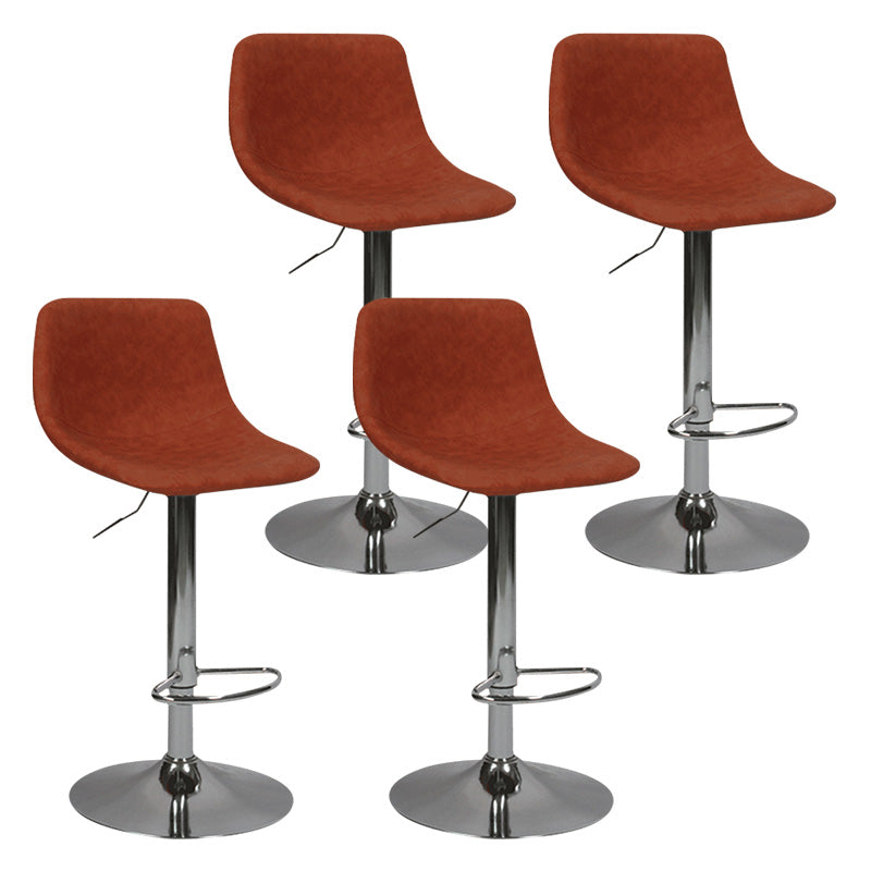 Contemporary Metal Bar Stool Backrest Indoor Counter Stool with Leather Seat Orange Silver 4 Piece Set Clearhalo 'Bar Furniture' 'Bar Stools' 'bar_stools' 'furn' 'furn_bar_stools' 'furniture_bar_stools' 'Kitchen & Dining Furniture' 'kitchen&dining_furn' 'kitchen' 'kitchen_furn' Furniture' 4344811