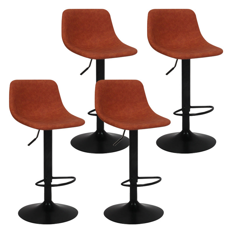 Contemporary Metal Bar Stool Backrest Indoor Counter Stool with Leather Seat Orange Black 4 Piece Set Clearhalo 'Bar Furniture' 'Bar Stools' 'bar_stools' 'furn' 'furn_bar_stools' 'furniture_bar_stools' 'Kitchen & Dining Furniture' 'kitchen&dining_furn' 'kitchen' 'kitchen_furn' Furniture' 4344812