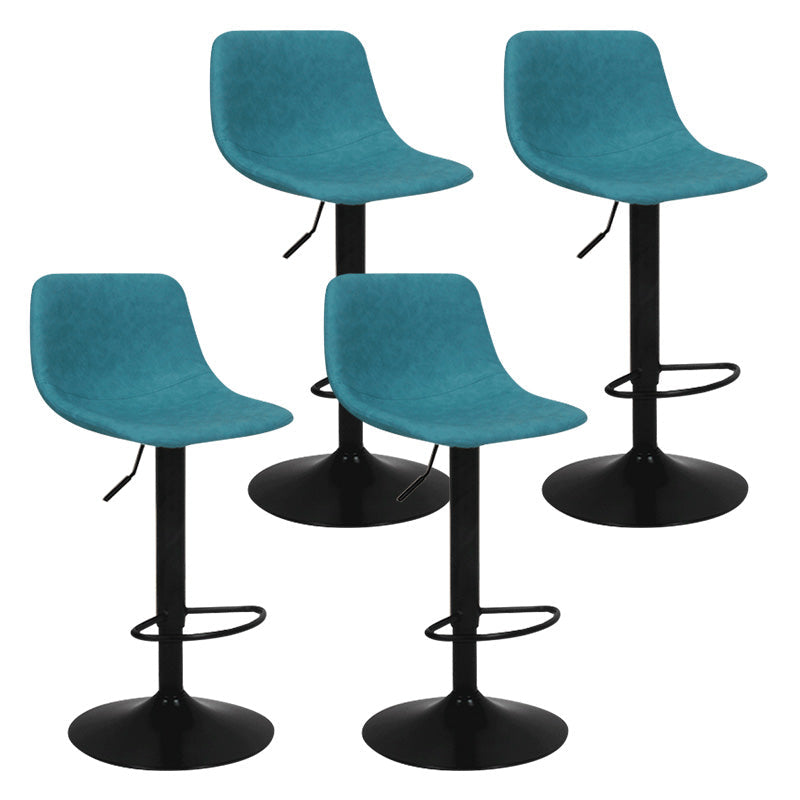 Contemporary Metal Bar Stool Backrest Indoor Counter Stool with Leather Seat Blue Black 4 Piece Set Clearhalo 'Bar Furniture' 'Bar Stools' 'bar_stools' 'furn' 'furn_bar_stools' 'furniture_bar_stools' 'Kitchen & Dining Furniture' 'kitchen&dining_furn' 'kitchen' 'kitchen_furn' Furniture' 4344814