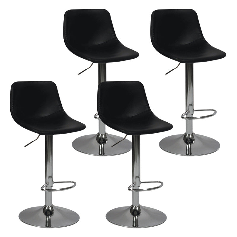 Contemporary Metal Bar Stool Backrest Indoor Counter Stool with Leather Seat Black Silver 4 Piece Set Clearhalo 'Bar Furniture' 'Bar Stools' 'bar_stools' 'furn' 'furn_bar_stools' 'furniture_bar_stools' 'Kitchen & Dining Furniture' 'kitchen&dining_furn' 'kitchen' 'kitchen_furn' Furniture' 4344815