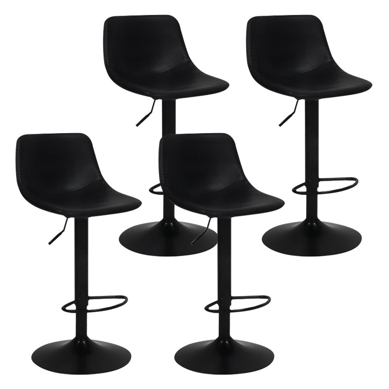Contemporary Metal Bar Stool Backrest Indoor Counter Stool with Leather Seat Black Black 4 Piece Set Clearhalo 'Bar Furniture' 'Bar Stools' 'bar_stools' 'furn' 'furn_bar_stools' 'furniture_bar_stools' 'Kitchen & Dining Furniture' 'kitchen&dining_furn' 'kitchen' 'kitchen_furn' Furniture' 4344816