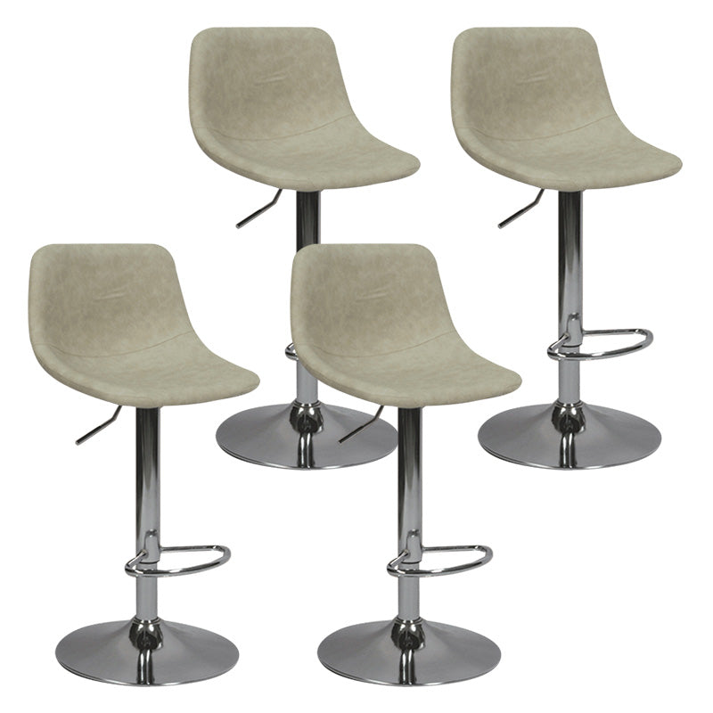 Contemporary Metal Bar Stool Backrest Indoor Counter Stool with Leather Seat Off-White Silver 4 Piece Set Clearhalo 'Bar Furniture' 'Bar Stools' 'bar_stools' 'furn' 'furn_bar_stools' 'furniture_bar_stools' 'Kitchen & Dining Furniture' 'kitchen&dining_furn' 'kitchen' 'kitchen_furn' Furniture' 4344817