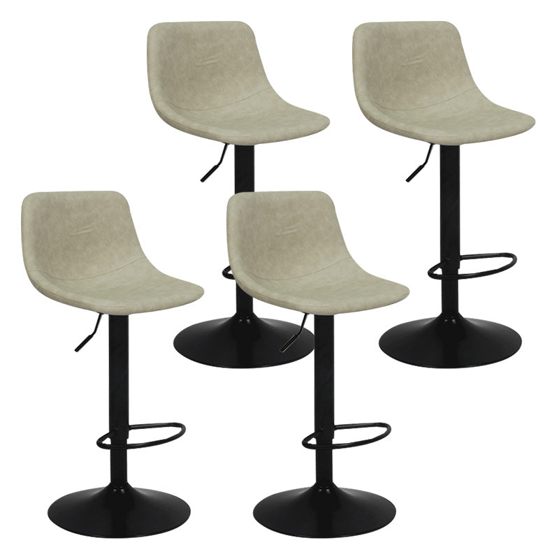 Contemporary Metal Bar Stool Backrest Indoor Counter Stool with Leather Seat Off-White Black 4 Piece Set Clearhalo 'Bar Furniture' 'Bar Stools' 'bar_stools' 'furn' 'furn_bar_stools' 'furniture_bar_stools' 'Kitchen & Dining Furniture' 'kitchen&dining_furn' 'kitchen' 'kitchen_furn' Furniture' 4344818