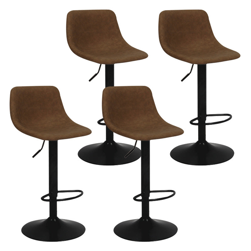 Contemporary Metal Bar Stool Backrest Indoor Counter Stool with Leather Seat Brown Black 4 Piece Set Clearhalo 'Bar Furniture' 'Bar Stools' 'bar_stools' 'furn' 'furn_bar_stools' 'furniture_bar_stools' 'Kitchen & Dining Furniture' 'kitchen&dining_furn' 'kitchen' 'kitchen_furn' Furniture' 4344820