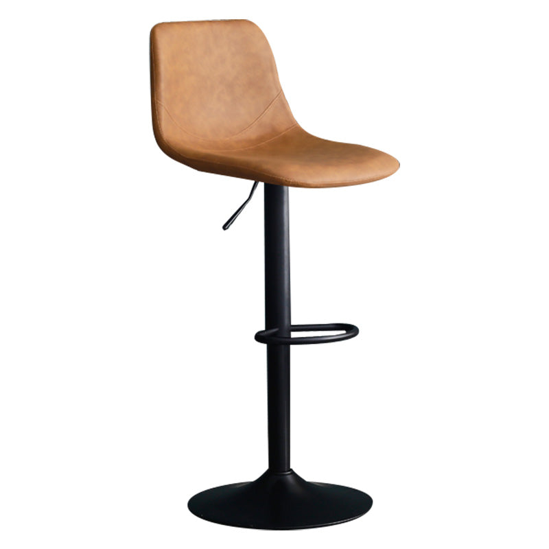Adjustable Swivel Modern Bar Stool PU Upholstery Footrest Backrest Indoor Stool Orange Clearhalo 'Bar Furniture' 'Bar Stools' 'bar_stools' 'furn' 'furn_bar_stools' 'furniture_bar_stools' 'Kitchen & Dining Furniture' 'kitchen&dining_furn' 'kitchen' 'kitchen_furn' Furniture' 4344828