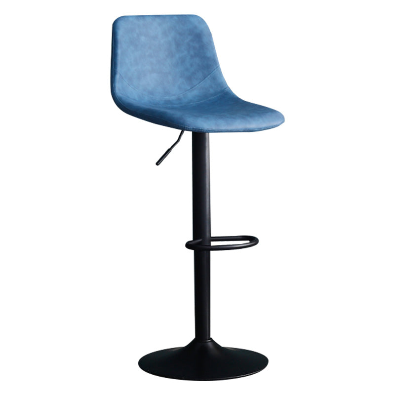 Adjustable Swivel Modern Bar Stool PU Upholstery Footrest Backrest Indoor Stool Blue Clearhalo 'Bar Furniture' 'Bar Stools' 'bar_stools' 'furn' 'furn_bar_stools' 'furniture_bar_stools' 'Kitchen & Dining Furniture' 'kitchen&dining_furn' 'kitchen' 'kitchen_furn' Furniture' 4344832