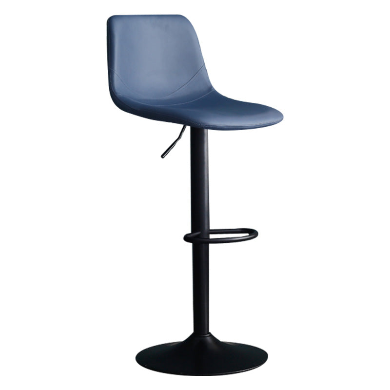 Adjustable Swivel Modern Bar Stool PU Upholstery Footrest Backrest Indoor Stool Dark Blue Clearhalo 'Bar Furniture' 'Bar Stools' 'bar_stools' 'furn' 'furn_bar_stools' 'furniture_bar_stools' 'Kitchen & Dining Furniture' 'kitchen&dining_furn' 'kitchen' 'kitchen_furn' Furniture' 4344836