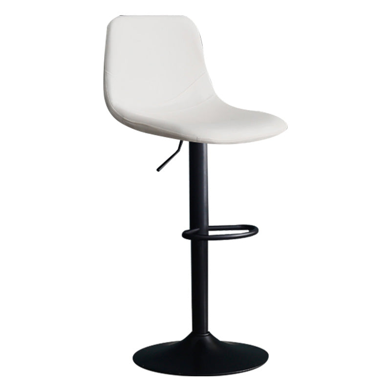 Adjustable Swivel Modern Bar Stool PU Upholstery Footrest Backrest Indoor Stool White Clearhalo 'Bar Furniture' 'Bar Stools' 'bar_stools' 'furn' 'furn_bar_stools' 'furniture_bar_stools' 'Kitchen & Dining Furniture' 'kitchen&dining_furn' 'kitchen' 'kitchen_furn' Furniture' 4344841