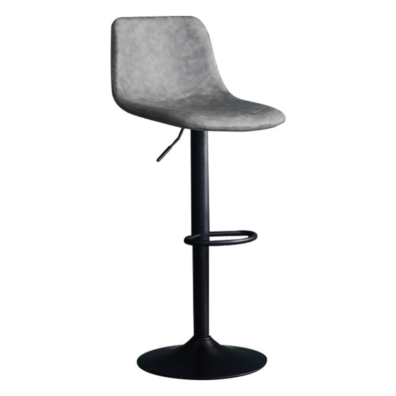Adjustable Swivel Modern Bar Stool PU Upholstery Footrest Backrest Indoor Stool Light Gray Clearhalo 'Bar Furniture' 'Bar Stools' 'bar_stools' 'furn' 'furn_bar_stools' 'furniture_bar_stools' 'Kitchen & Dining Furniture' 'kitchen&dining_furn' 'kitchen' 'kitchen_furn' Furniture' 4344842