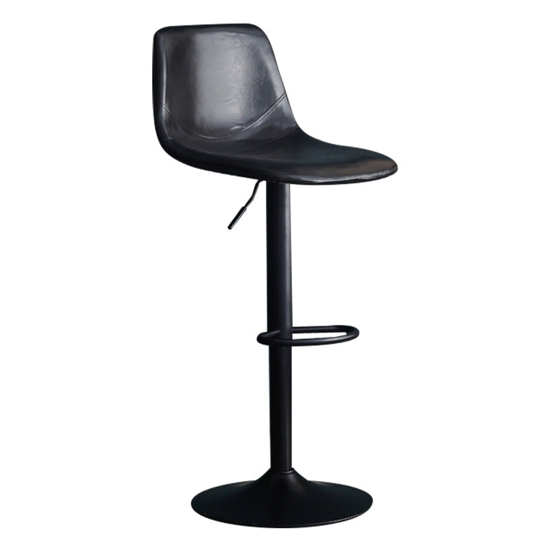 Adjustable Swivel Modern Bar Stool PU Upholstery Footrest Backrest Indoor Stool Gloss Black Clearhalo 'Bar Furniture' 'Bar Stools' 'bar_stools' 'furn' 'furn_bar_stools' 'furniture_bar_stools' 'Kitchen & Dining Furniture' 'kitchen&dining_furn' 'kitchen' 'kitchen_furn' Furniture' 4344844