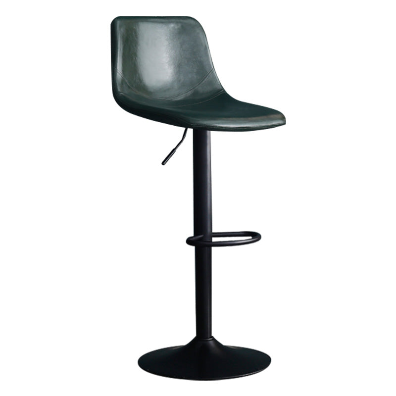 Adjustable Swivel Modern Bar Stool PU Upholstery Footrest Backrest Indoor Stool Dark Green Clearhalo 'Bar Furniture' 'Bar Stools' 'bar_stools' 'furn' 'furn_bar_stools' 'furniture_bar_stools' 'Kitchen & Dining Furniture' 'kitchen&dining_furn' 'kitchen' 'kitchen_furn' Furniture' 4344846