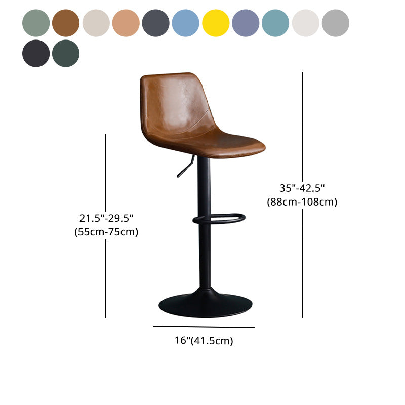Adjustable Swivel Modern Bar Stool PU Upholstery Footrest Backrest Indoor Stool Clearhalo 'Bar Furniture' 'Bar Stools' 'bar_stools' 'furn' 'furn_bar_stools' 'furniture_bar_stools' 'Kitchen & Dining Furniture' 'kitchen&dining_furn' 'kitchen' 'kitchen_furn' Furniture' 4344848