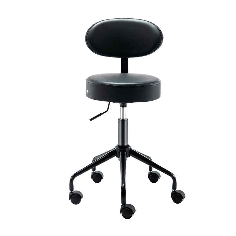 Adjustable Modern Counter Bar Stool Armless Leather Bar Stool with Swivel Black With Back Clearhalo 'Bar Furniture' 'Bar Stools' 'bar_stools' 'furn' 'furn_bar_stools' 'furniture_bar_stools' 'Kitchen & Dining Furniture' 'kitchen&dining_furn' 'kitchen' 'kitchen_furn' Furniture' 4344855