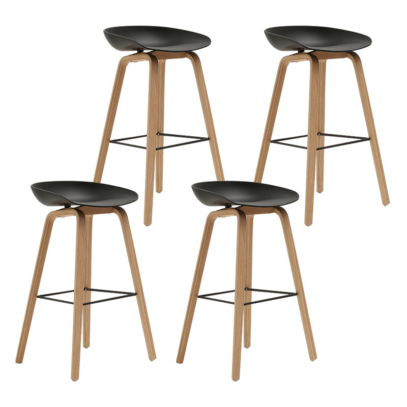 Modern Beech Bar Stool Backrest Bucket Counter Height Stool with Plastic Seat Natural Black 4 Piece Set Clearhalo 'Bar Furniture' 'Bar Stools' 'bar_stools' 'furn' 'furn_bar_stools' 'furniture_bar_stools' 'Kitchen & Dining Furniture' 'kitchen&dining_furn' 'kitchen' 'kitchen_furn' Furniture' 4344889