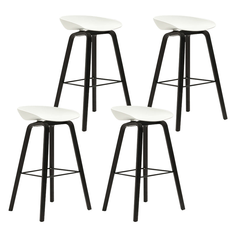 Modern Beech Bar Stool Backrest Bucket Counter Height Stool with Plastic Seat Black White 4 Piece Set Clearhalo 'Bar Furniture' 'Bar Stools' 'bar_stools' 'furn' 'furn_bar_stools' 'furniture_bar_stools' 'Kitchen & Dining Furniture' 'kitchen&dining_furn' 'kitchen' 'kitchen_furn' Furniture' 4344890