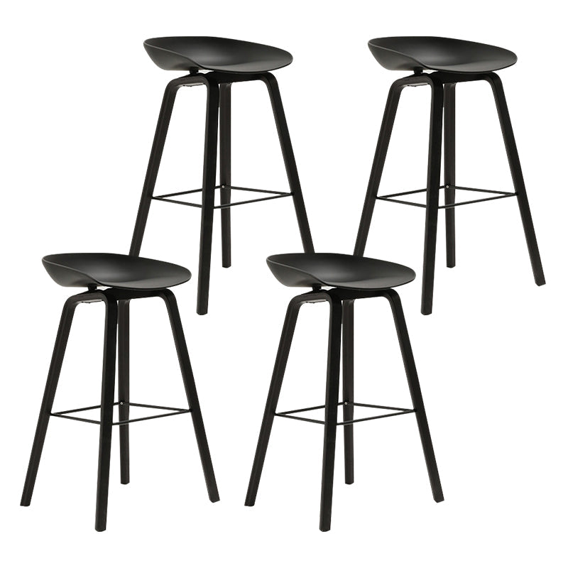 Modern Beech Bar Stool Backrest Bucket Counter Height Stool with Plastic Seat Black Black 4 Piece Set Clearhalo 'Bar Furniture' 'Bar Stools' 'bar_stools' 'furn' 'furn_bar_stools' 'furniture_bar_stools' 'Kitchen & Dining Furniture' 'kitchen&dining_furn' 'kitchen' 'kitchen_furn' Furniture' 4344892
