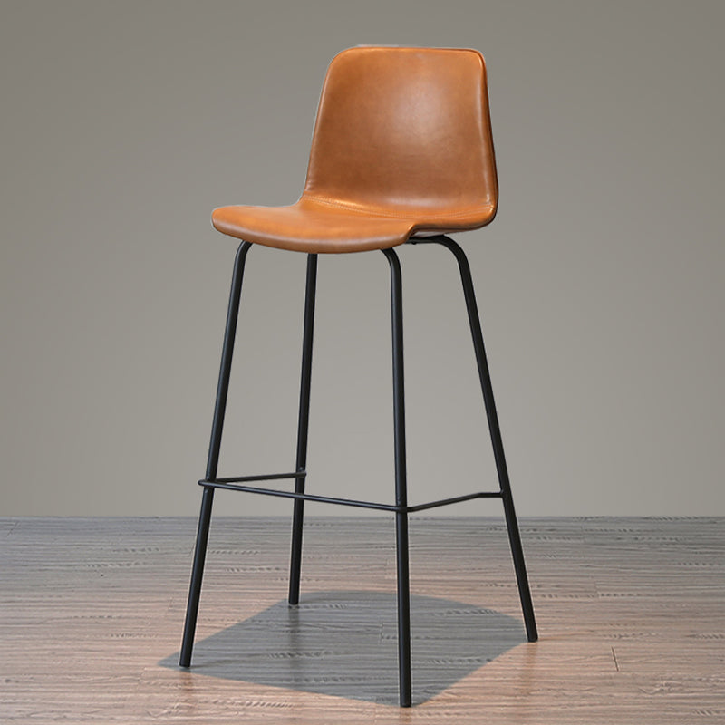 Low Back Footrest Counter Stool Bucket Modern Indoor Leather Bar Stool Clearhalo 'Bar Furniture' 'Bar Stools' 'bar_stools' 'furn' 'furn_bar_stools' 'furniture_bar_stools' 'Kitchen & Dining Furniture' 'kitchen&dining_furn' 'kitchen' 'kitchen_furn' Furniture' 4344894