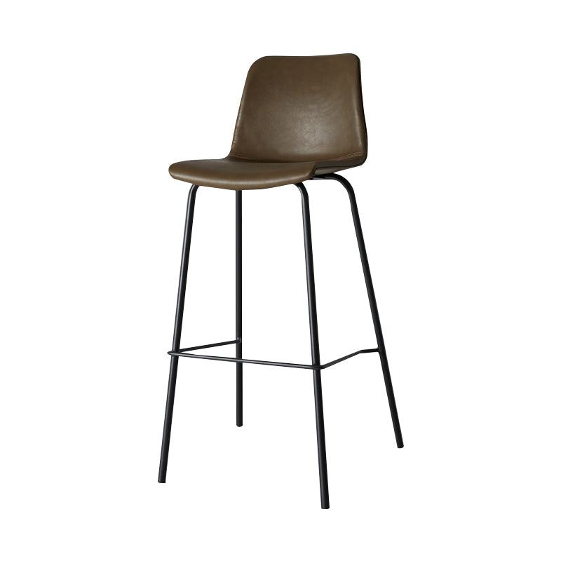Low Back Footrest Counter Stool Bucket Modern Indoor Leather Bar Stool Dark Coffee 1 Piece Counter Stool(26"H) Clearhalo 'Bar Furniture' 'Bar Stools' 'bar_stools' 'furn' 'furn_bar_stools' 'furniture_bar_stools' 'Kitchen & Dining Furniture' 'kitchen&dining_furn' 'kitchen' 'kitchen_furn' Furniture' 4344895