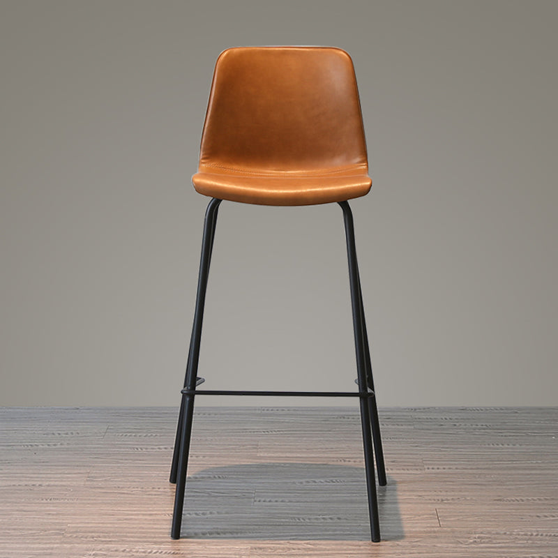 Low Back Footrest Counter Stool Bucket Modern Indoor Leather Bar Stool Clearhalo 'Bar Furniture' 'Bar Stools' 'bar_stools' 'furn' 'furn_bar_stools' 'furniture_bar_stools' 'Kitchen & Dining Furniture' 'kitchen&dining_furn' 'kitchen' 'kitchen_furn' Furniture' 4344896