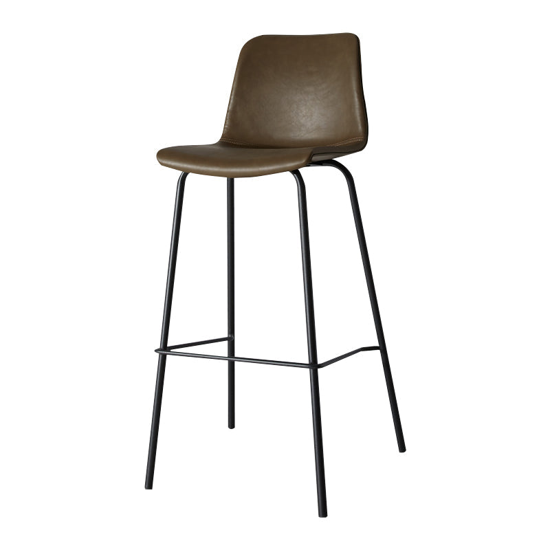 Low Back Footrest Counter Stool Bucket Modern Indoor Leather Bar Stool Dark Coffee 1 Piece Bar Stool(30"H) Clearhalo 'Bar Furniture' 'Bar Stools' 'bar_stools' 'furn' 'furn_bar_stools' 'furniture_bar_stools' 'Kitchen & Dining Furniture' 'kitchen&dining_furn' 'kitchen' 'kitchen_furn' Furniture' 4344897