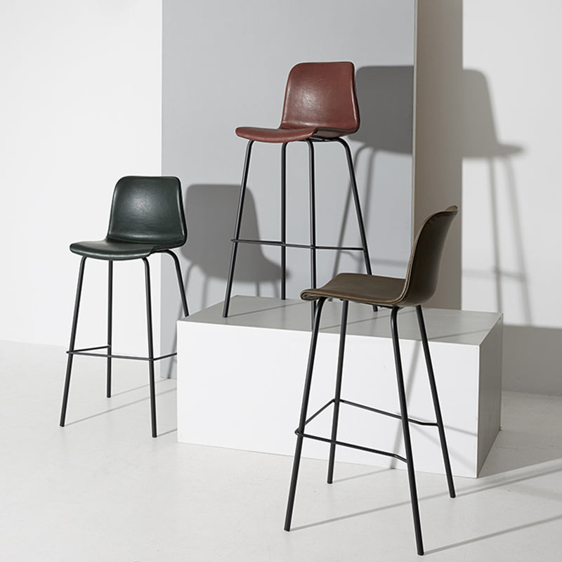 Low Back Footrest Counter Stool Bucket Modern Indoor Leather Bar Stool Clearhalo 'Bar Furniture' 'Bar Stools' 'bar_stools' 'furn' 'furn_bar_stools' 'furniture_bar_stools' 'Kitchen & Dining Furniture' 'kitchen&dining_furn' 'kitchen' 'kitchen_furn' Furniture' 4344900