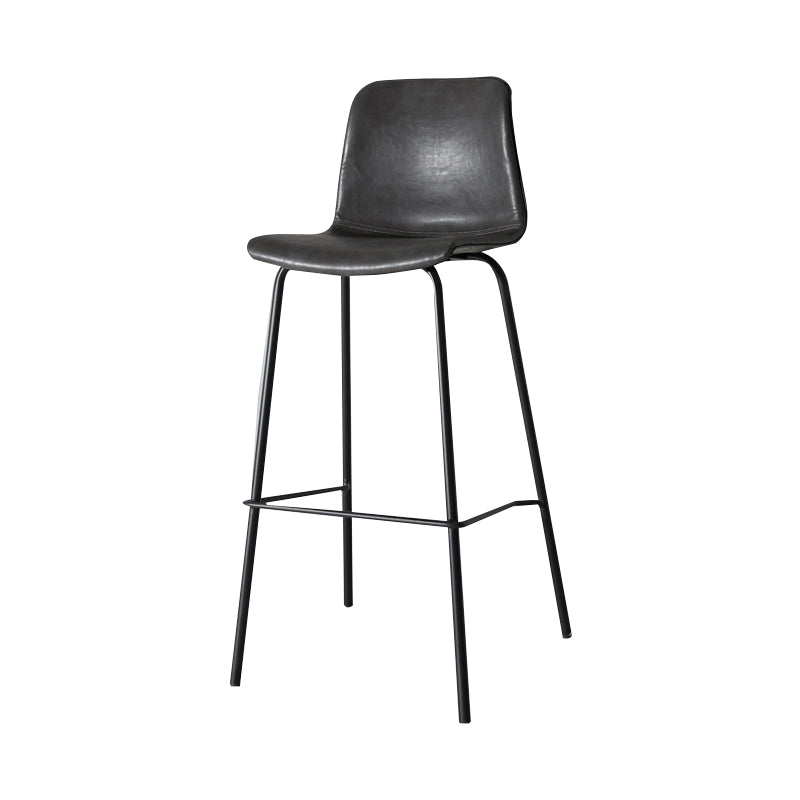 Low Back Footrest Counter Stool Bucket Modern Indoor Leather Bar Stool Dark Gray 1 Piece Counter Stool(26"H) Clearhalo 'Bar Furniture' 'Bar Stools' 'bar_stools' 'furn' 'furn_bar_stools' 'furniture_bar_stools' 'Kitchen & Dining Furniture' 'kitchen&dining_furn' 'kitchen' 'kitchen_furn' Furniture' 4344903