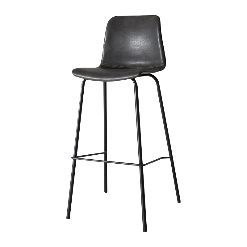 Low Back Footrest Counter Stool Bucket Modern Indoor Leather Bar Stool Dark Gray 1 Piece Bar Stool(30"H) Clearhalo 'Bar Furniture' 'Bar Stools' 'bar_stools' 'furn' 'furn_bar_stools' 'furniture_bar_stools' 'Kitchen & Dining Furniture' 'kitchen&dining_furn' 'kitchen' 'kitchen_furn' Furniture' 4344904