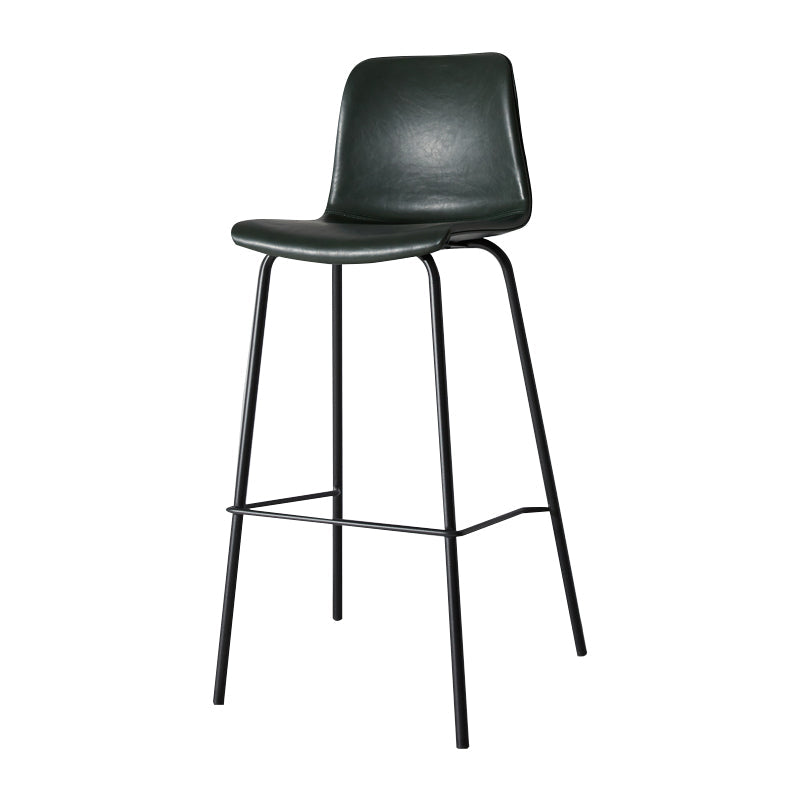 Low Back Footrest Counter Stool Bucket Modern Indoor Leather Bar Stool Blackish Green 1 Piece Bar Stool(30"H) Clearhalo 'Bar Furniture' 'Bar Stools' 'bar_stools' 'furn' 'furn_bar_stools' 'furniture_bar_stools' 'Kitchen & Dining Furniture' 'kitchen&dining_furn' 'kitchen' 'kitchen_furn' Furniture' 4344908