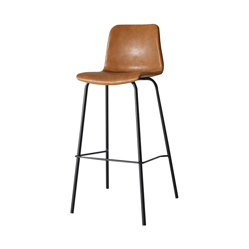 Low Back Footrest Counter Stool Bucket Modern Indoor Leather Bar Stool Brown 1 Piece Counter Stool(26"H) Clearhalo 'Bar Furniture' 'Bar Stools' 'bar_stools' 'furn' 'furn_bar_stools' 'furniture_bar_stools' 'Kitchen & Dining Furniture' 'kitchen&dining_furn' 'kitchen' 'kitchen_furn' Furniture' 4344910