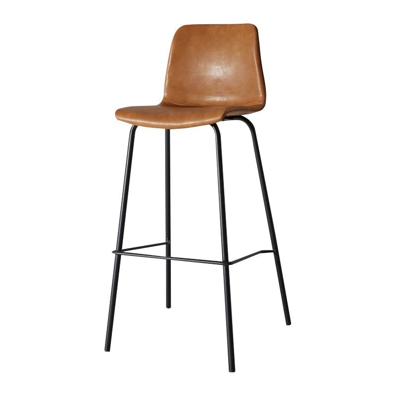 Low Back Footrest Counter Stool Bucket Modern Indoor Leather Bar Stool Brown 1 Piece Bar Stool(30"H) Clearhalo 'Bar Furniture' 'Bar Stools' 'bar_stools' 'furn' 'furn_bar_stools' 'furniture_bar_stools' 'Kitchen & Dining Furniture' 'kitchen&dining_furn' 'kitchen' 'kitchen_furn' Furniture' 4344912